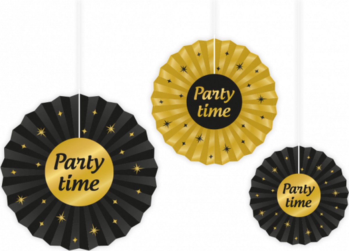 Papieren Waaiers Party Time jaar Classy | 3 stuks